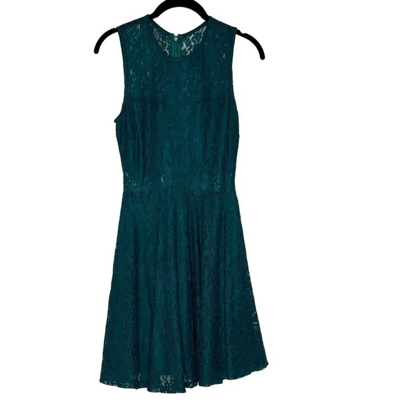 LULU'S Everleigh Forest Green Teal Lace Skater Mini Sleeveless Dress Size XS - Picture 12 of 16